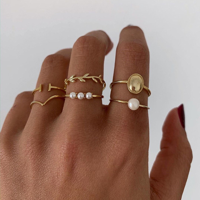Fashion Jewelry Rings Set Hot Selling Metal Alloy Hollow Round Women Finger Ring For Girl Lady Party Wedding Gifts