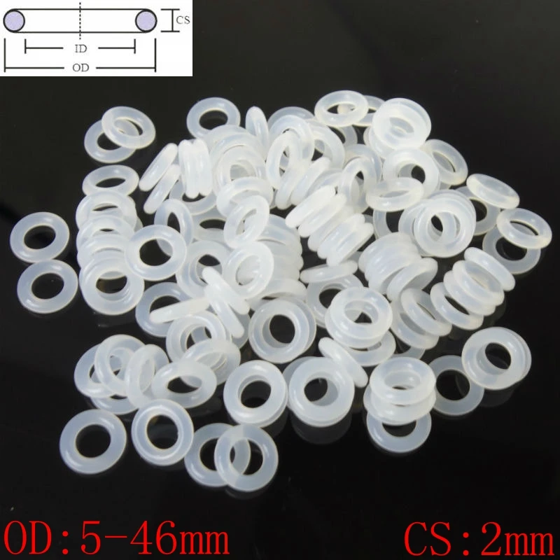 CLEAR SILICONE Rubber Wire diameter 2mm White FOOD GRADE O-Ring VARIOUS SIZES 
