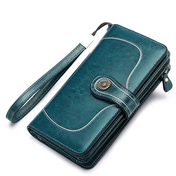 

New Style Oil Wax Leather WOMEN'S Large-Volume Leather Wallet Long Women's Large Wallet