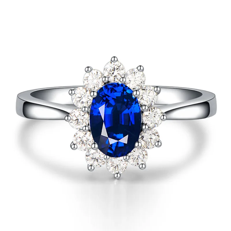 

Hot Sales Diana Sapphire Ring 18k Gold Diamond without Burning Natural Royal Sapphire Rings Multicolored Hand Jewelry