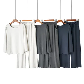 

Autumn Winter Pigiama Donna Inverno Plush Thickened Warm Pajamas Women Round Neck Fungus Modal Comfortable Home Service Suit