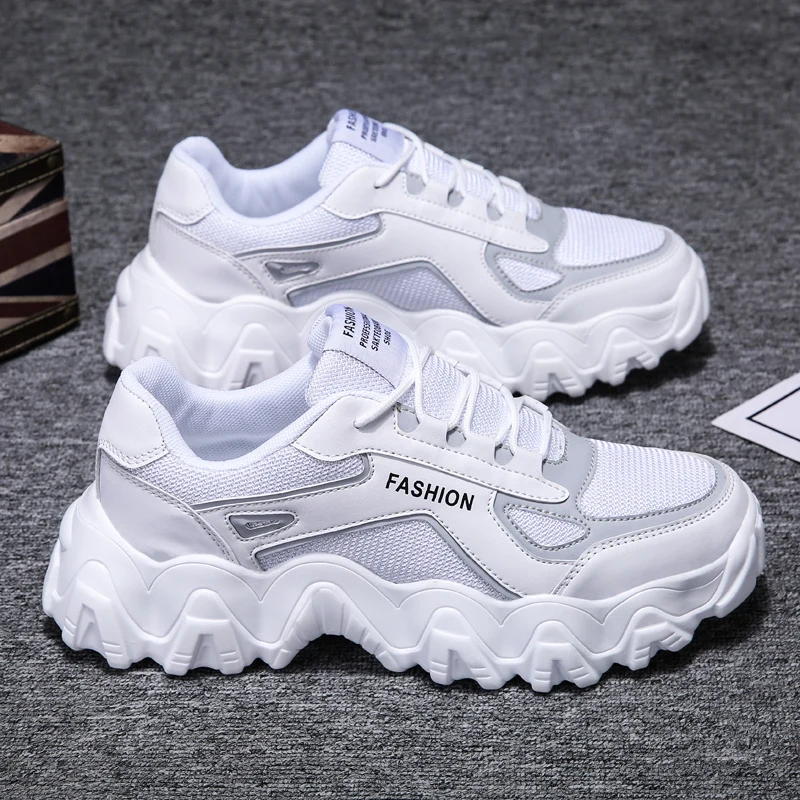 New Sneakers Women 2020 Breathable Mesh Casual Shoes Female Fashion Sneaker Lace Up High Leisure Women Vulcanize Shoe Platform