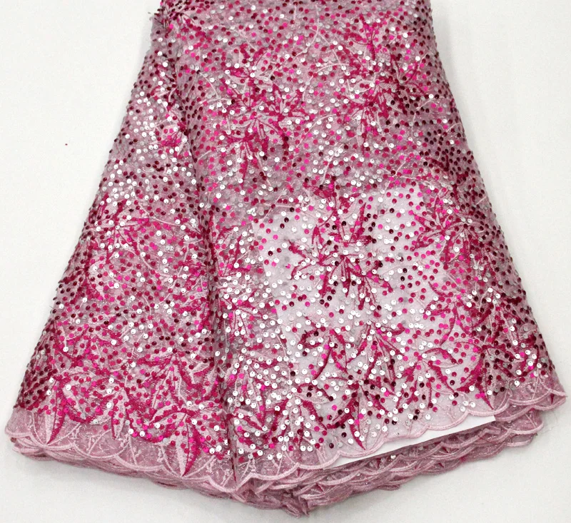

2019 High Quality Lace, Embroidery Tulle Mesh Lace Fabric, African Swiss Lace Sequin 5 Yards