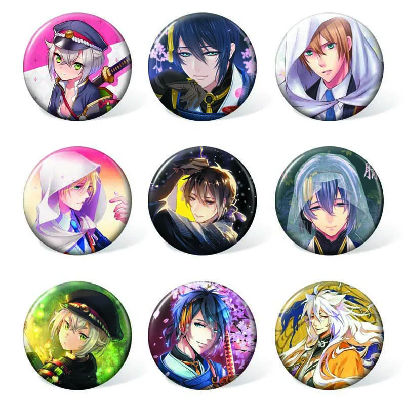 

(9pcs/set ) Anime Touken Ranbu Online Costume Brooch Men Women Fashion Badge Backpack Accessories for Gift