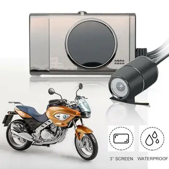 

Universal Motorbike Recorder Dual Camera HD 1080P Zinc Alloy 140 Degree Driving Recorder Durable 3Inch Dash Cam