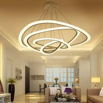 

Simple Modern LED Pendant Lights Rings Nordic Pendant Lamp for Living Room,Study,Dinning Room,Creative Standing Lighting Fixture