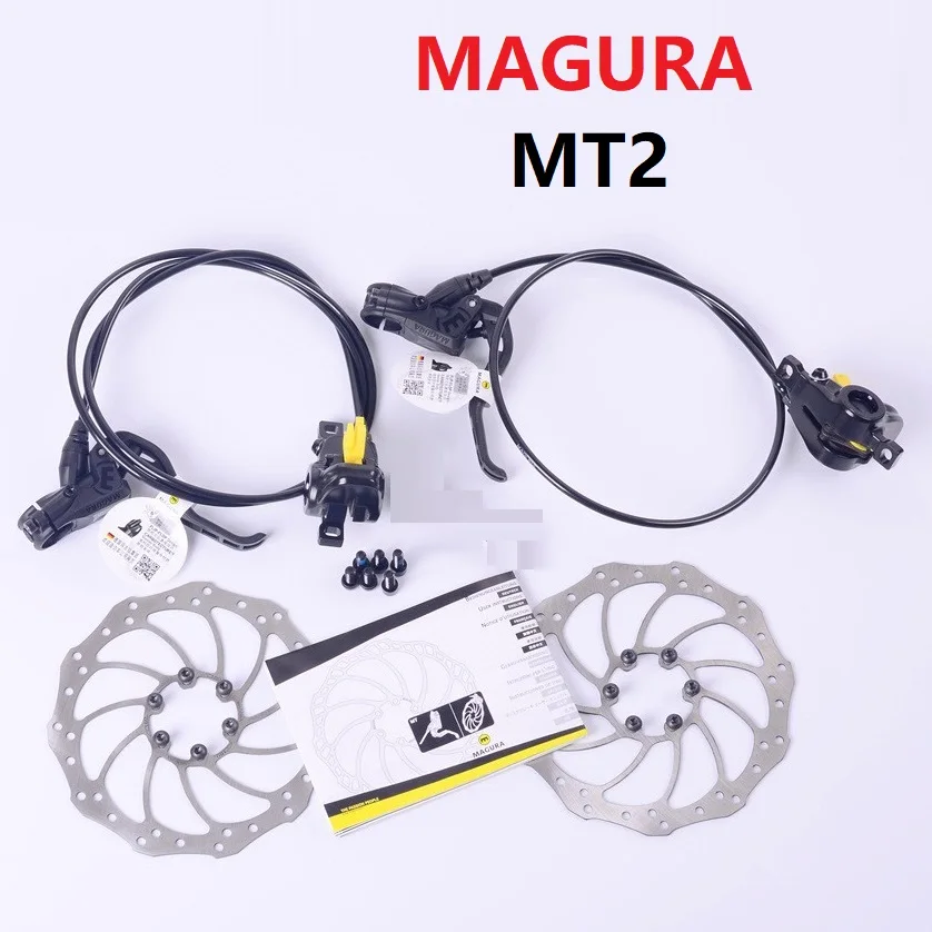 MAGURA MT2 тормозной велосипед передний задний гидравлический Diac тормозной рычаг и суппорт MTB горный велосипед масляный тормоз с тормозным ротором 160 мм - Цвет: 1 set with rotor
