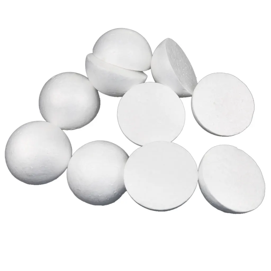 10 White Modelling Craft Polystyrene Foam Balls Hemispheres Decorative Ball