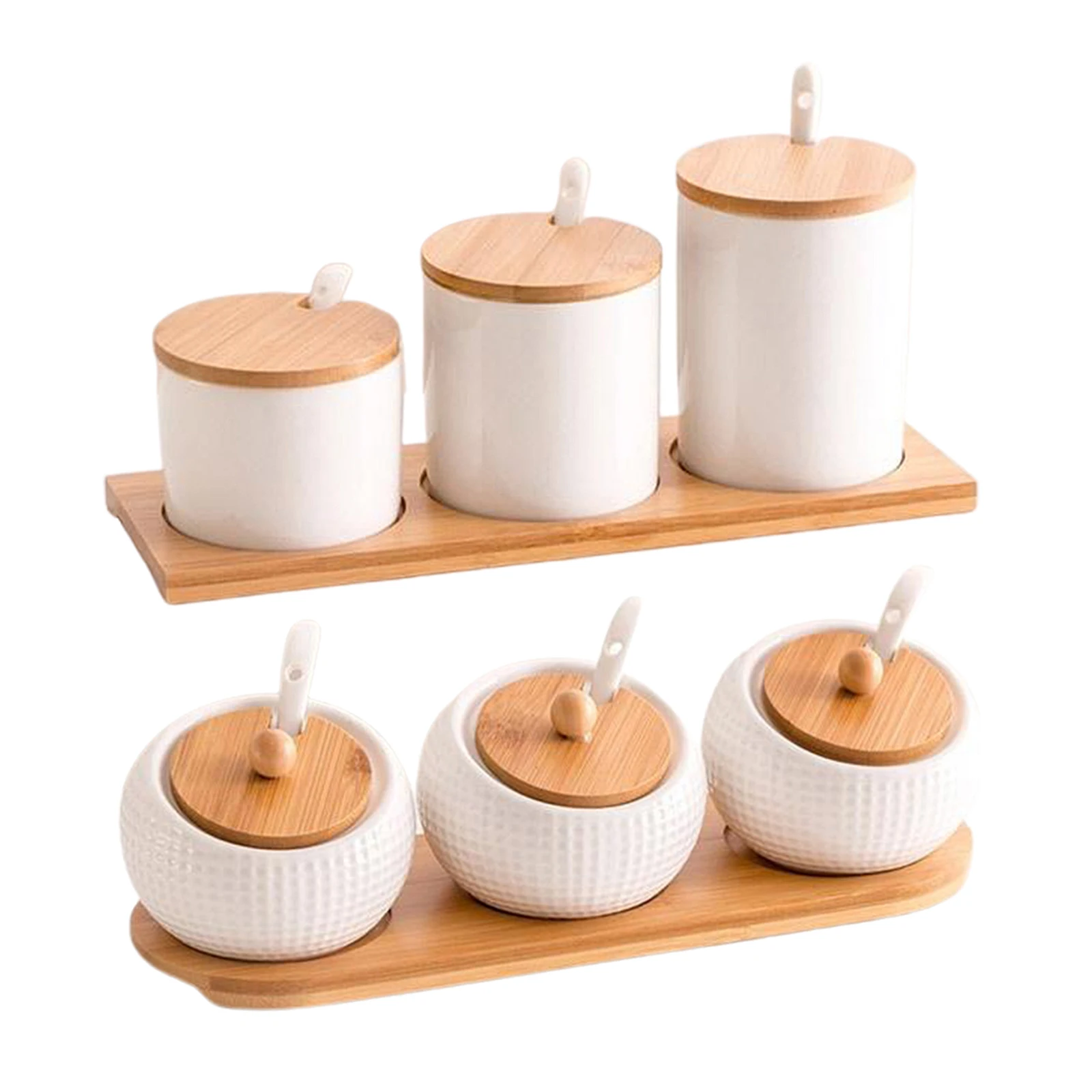 3pcs / Set Ceramic Spice Jars Kitchen Condiment Containers Pepper Box with