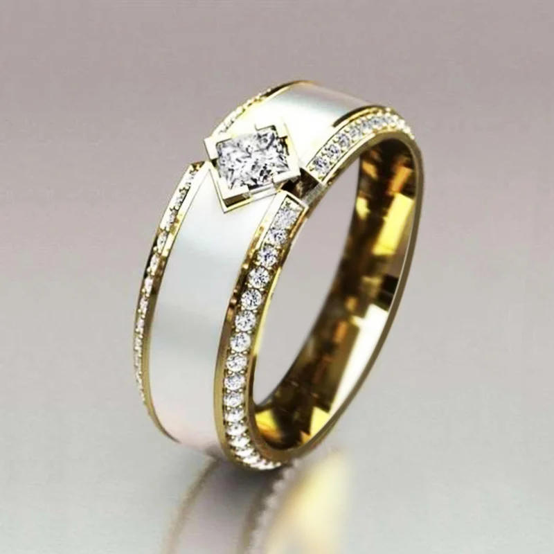 Huitan Romantic Proposal Engagement Rings for Women Timeless Design Shiny Crystal Zircon Graceful Lady Jewelry,crystal rings,engagement rings,zircon rings,stone rings,fashion rings,finger rings,fashion ring,metal rings