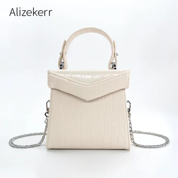 

Small Box Handbag Vintage Tote Women 2020 New Korean Chain Crocodile Pattern Shoulder Bag High Quality Ladies Cute Black Purse