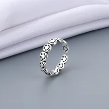 

Vintage Ancient Silver Color Happy Smiling Face Open Rings for Women Punk Hip Hop Adjustable Ring Fashion Jewelry Best Gift