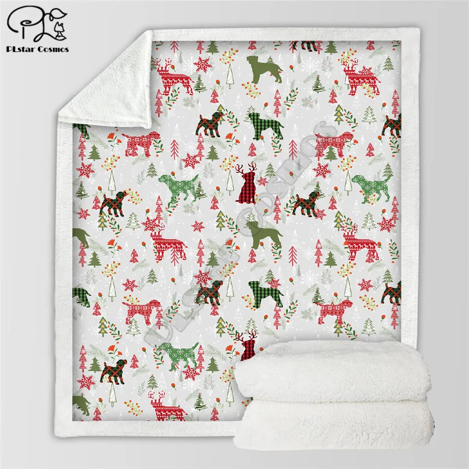 

Флисовое одеяло с 3d рисунком забавной собаки на Рождество, кровати, походы, пикник, толстое модное покрывало, одеяло из шерпы 02