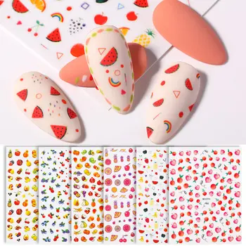 

Nail Art 3D Sticker Watermelon Apple Banana Fruit Pattern Series Transfer Decals Adhensive Sticker Peach Nail Art Tip Decor