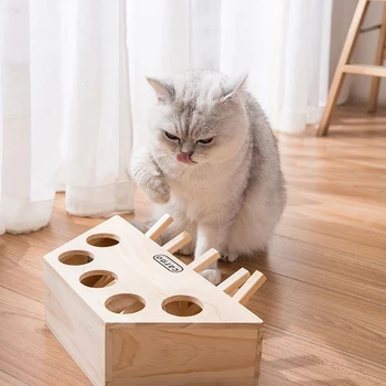 

Cat Training Behaviour Aids Cat Playing Gopher Toy Solid Wood Cat Toy Entertainment Pet Playing Gopher Machine Funny Stick Toy