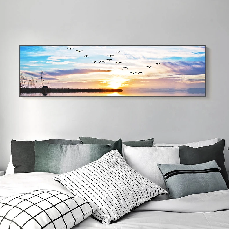 Картина природы морской мост картина "закат" Пейзаж один плакат Direction настенный Принт Большой светодиодный холст искусство для гостиной