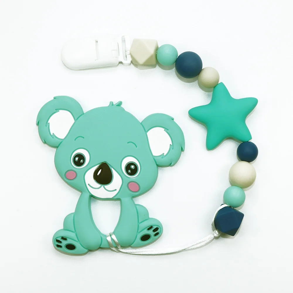 Joepada Handmade Silicone Pacifier Chains Safe Teething Chain Baby Teether Koala Giraffe Horse Owl Eco-friendly Pacifier Clips