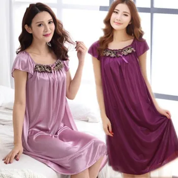 

Free shipping Summer sexy women spaghetti strap nightgown silk women's short skirt summer plus size viscose summer sleepwear 5xl