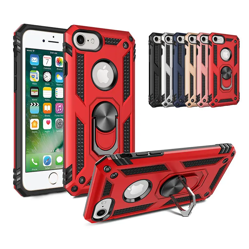 

For iPhone 7 Case Hard PC + Soft TPU Shockproof Back Cover For iPhone 7 Plus Case Stand Ring Case For iPhone 7 7 Plus Phone Case