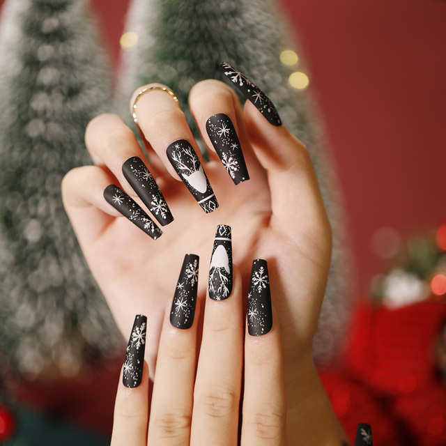 Pcs Bling Fake Nails Coffin Press On Nails Short Acrylic Reusable False Nails Tips Party Christmas Nails For Women Girls
