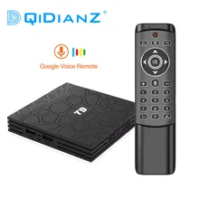 DQiDianZ — Boîtier Smart TV T9, RK3318 Quad Core, 4 Go/32 Go, 4K, WiFi, décodeur connecté Android 8.1/9.0, avec USB 3.0 et télécommande vocale MT12