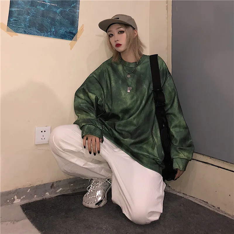 Корейские толстовки с длинными рукавами и пуловер Harajuku яркое круглым вырезом в стиле хип-хоп Осенняя женская одежда vetement femme