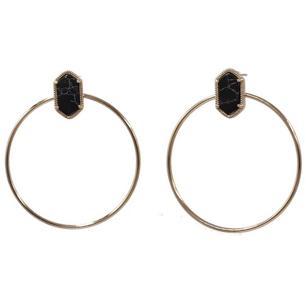 

2020 New Gold Silver Big Round Dangle Earring Alloy Circle Small Oval Druzy Stone Inaly Drop Earrings For Women Fashion Jewelry