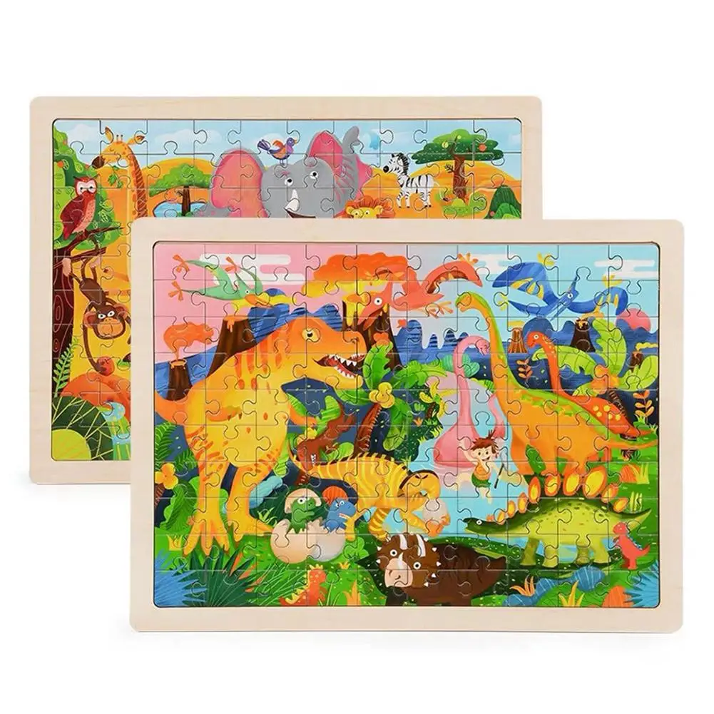 Hobbylane 100 шт./компл. паззлы обучающая игра, интересные игрушки из дерева для детей Для мальчиков и девочек