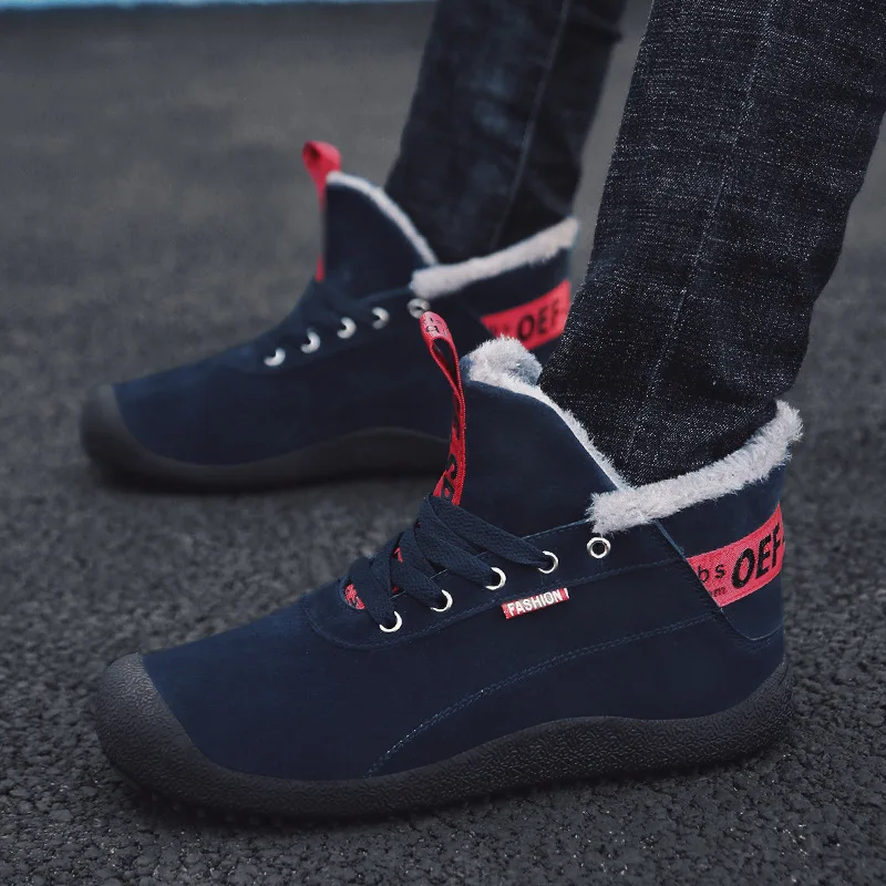 

2019 Autumn & Winter Warm Versatile Fashion Men's Comfortable Cotton-padded Shoes with Velvet Hight-top Large Size Soft Shoes