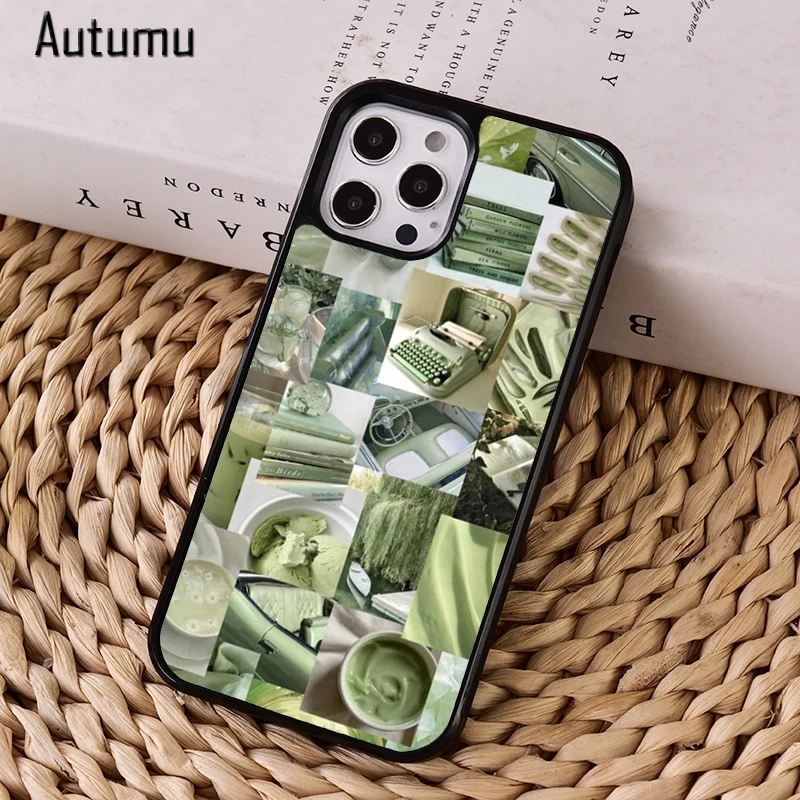 Sage Green Collage Phone Case Cover For Iphone 12 Mini X Xs Xr 11 Pro Max Se 5 6s 7 8 Plus Samsung Galaxy S8 S9 S10 S S21 Phone Case Covers Aliexpress