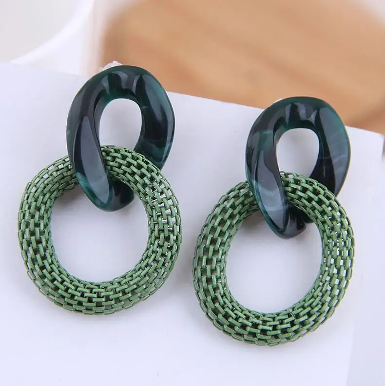 

2019 New Pendientes Design Sweet Irregular Hit Color Geometric Acrylic Long Big Earrings For Women Marble Dangle Jewelry wedding