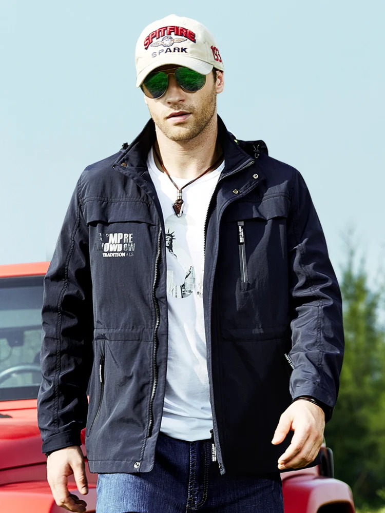 50% OFF Mens Jackets and Coats Casual Jacket Spring New 2017 Fashion Autumn Hooded Military Camouflage Jackets Waterproof Famous Brand