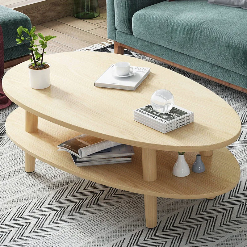

Northern European-Style Living Room Teapoy Table Modern Minimalist Small Apartment Tea Table Solid Wood Legs Tea Sets Multi-func