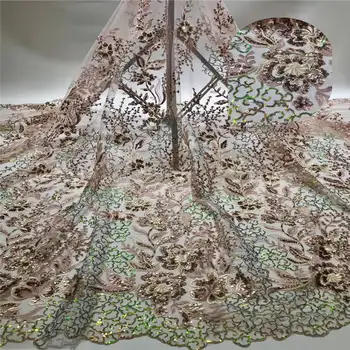 

Latest African Lace Peach African Nigerian Wedding Lace 2020 New French Tulle Lace Fabric High Quality KCD9519