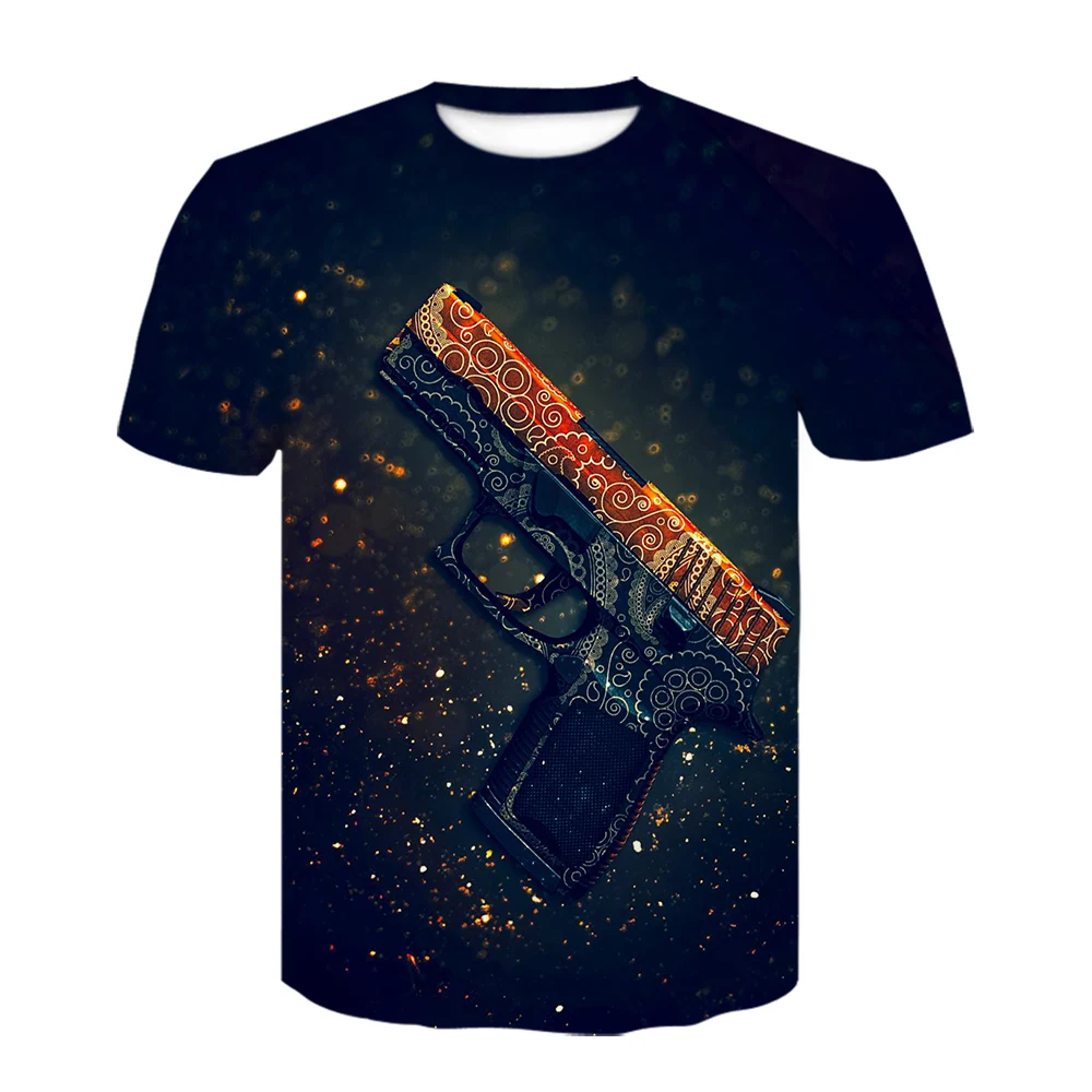Лидер продаж новая нейтральная футболка с 3D принтом CSGO Counter Strike Global Attack Gun летняя в