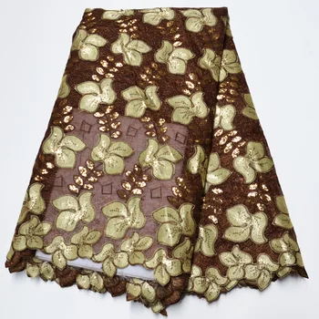 

African Lace Fabric With Sequins organza 2020 green Latest Fabric High Quality Velvet Tulle Sequins Lace Fabric Dress