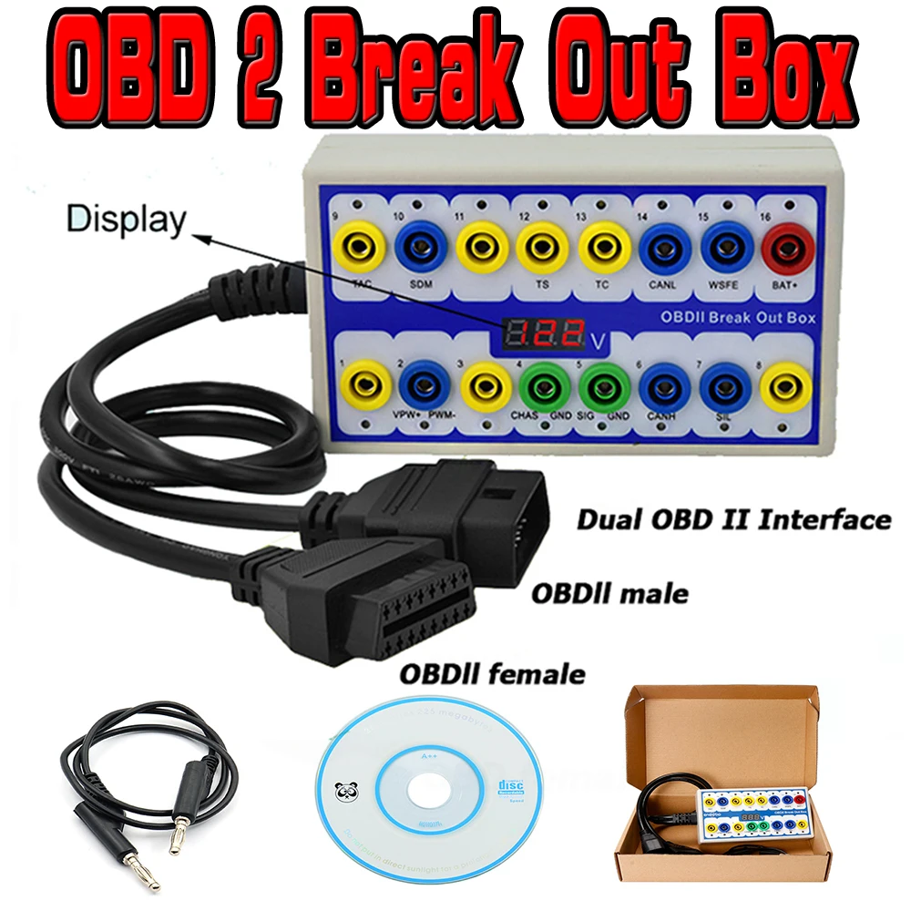 

2020 Newest Auto Car Break Out Box OBDII OBD Breakout Box Car Protocol Detector Car OBD2 Interface Car Monitor With Pin Out Box