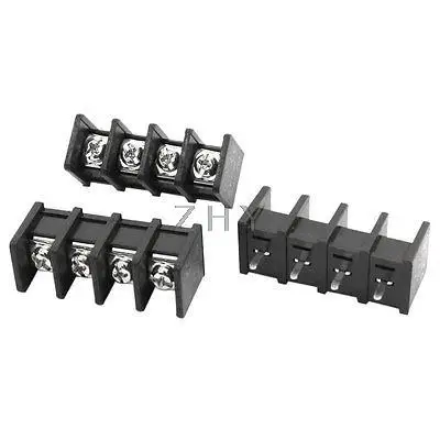 

3 Pcs 4pin 11mm Pitch 4 Position 300V 30A Terminal Block Black Strip