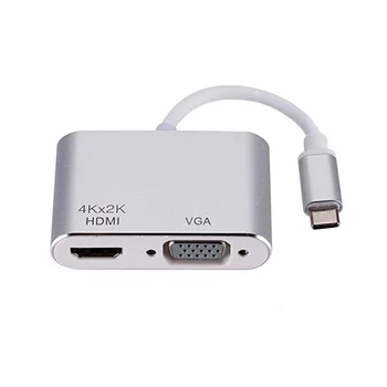 

USB 3.1 Type C To HDMI 4K 30HZ & VGA 1080p Adapter For Macbook Pro Monitor HDTV Type-C To HDMI VGA Adapter