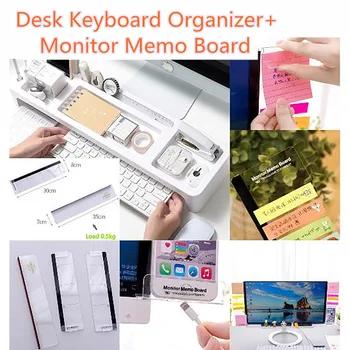 

Plastic Office Table Keyboard Organizer with Monitor Memo Board Desktop Storage Rack Computer Screen Sticky Rack Office Supplies