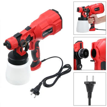 

550W 800ml Electric Spray Gun Home Paint Sprayer Gun Flow Control Airbrush With 3 Nozzles 1mm1.8mm 2.5mm Easy Spraying EU Plug