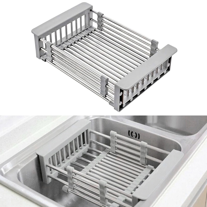 Стойка сливная корзина из нержавеющей стали телескопическая раковина сушилка для посуды для кухни сливная полка установка кухонный держатель