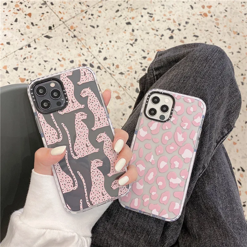 INS brand pink animal leopard print clear soft phone case For iPhone 13 12 Pro Max MiNi 11 MAX X XS XR 7 8 6 s plus SE 2020 | Мобильные