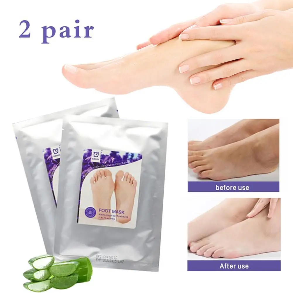 

2 Pairs Exfoliating Foot Peel Mask-Peeling Away Rough Dead Skin & Calluses in 1-2 Weeks Repair Rough Heels Lavender for Men Wome