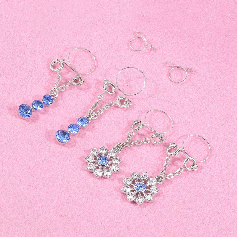 8 Pack Crystal CZ Clip on Fake Nipple Rings, Non Pierced Nipple Studs Rings Shield Body Jewelry for Women Girls