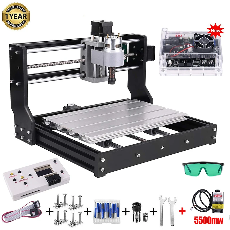 5500mw laser CNC 3018 Pro лазерный гравер древесины маршрутизатор машина GRBL ER11 DIY Мини гравировальный станок для дерева PCB ПВХ с автономным контроллером - Цвет: 5500mw laser