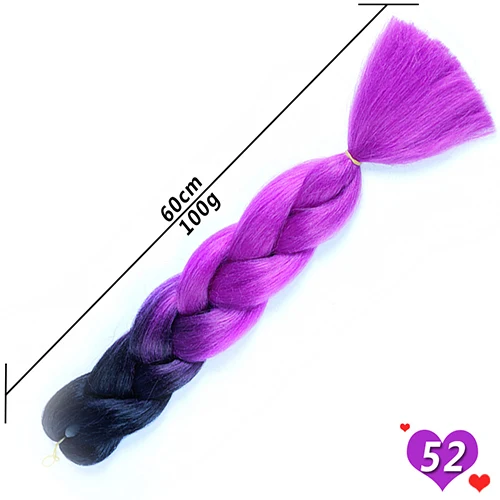 Allaosify, вязанные крючком косички, синтетические Омбре, огромные косички, волосы для наращивания, Омбре, косички, волосы фиолетовые, радужные, огромные косички - Цвет: #22