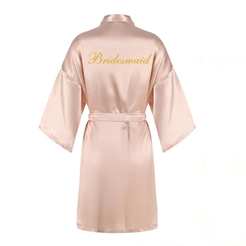 

champange gold bridal robes women golden writing short satin robe kimono bridesmaid robes wedding team bride sister women robe