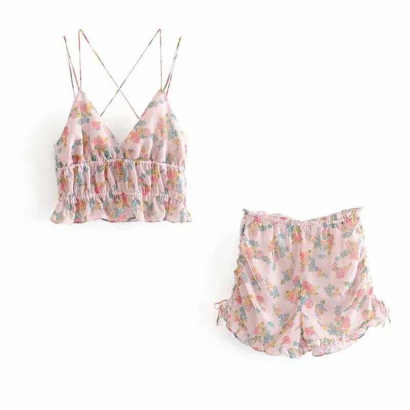 

Western Style Summer New Style WOMEN'S Dress Printed Chiffon Flounced Pajamas Shorts Pajama Pants A7bs6030