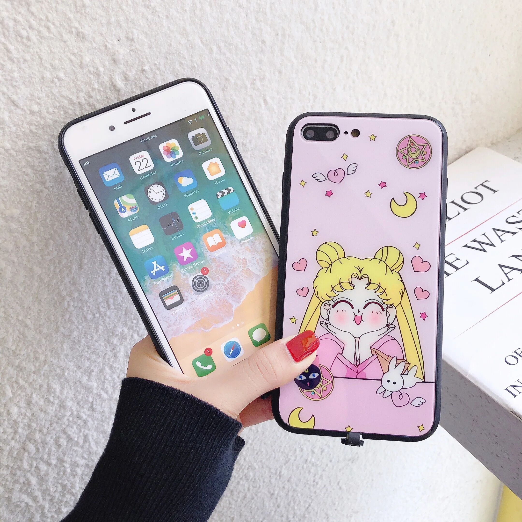 Sailor Moon glass Phone Чехол для iPhone 7 8 6 6s Plus X Flash Light Up напоминание входящий вызов Чехлы Голосовое управление и семь цветов